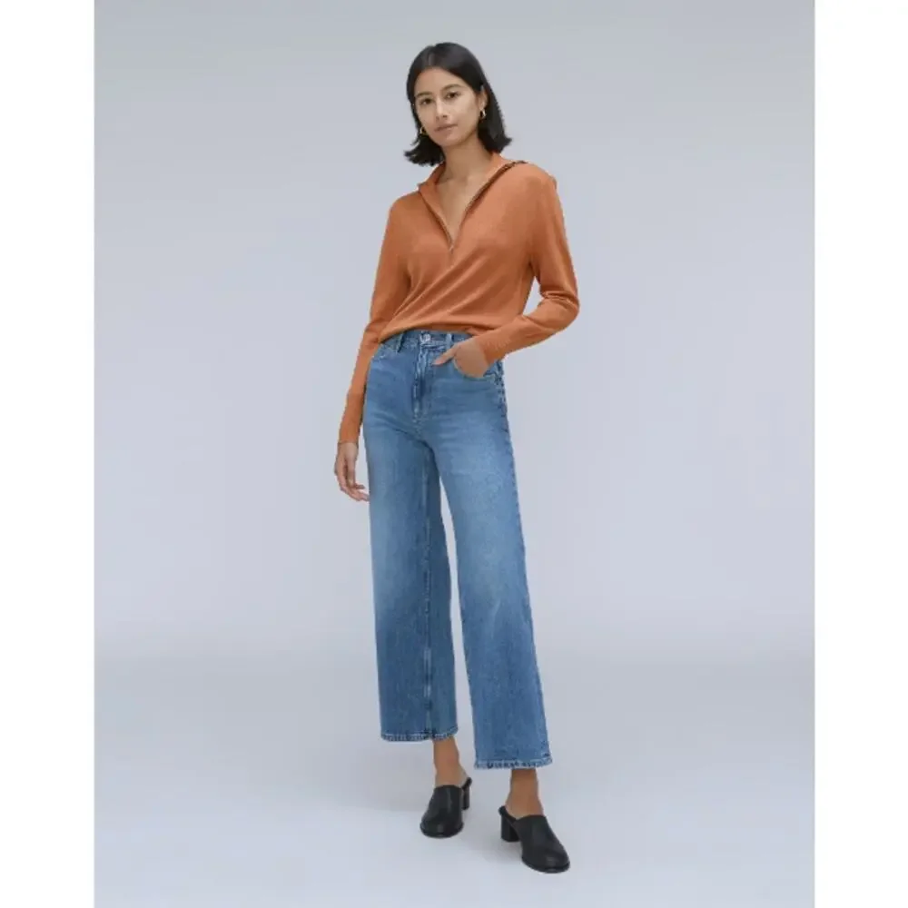 NEW Everlane The Luxe Merino Half Zip Sweater Wool Yak Hair Tawny XS - Picture 2 of 8